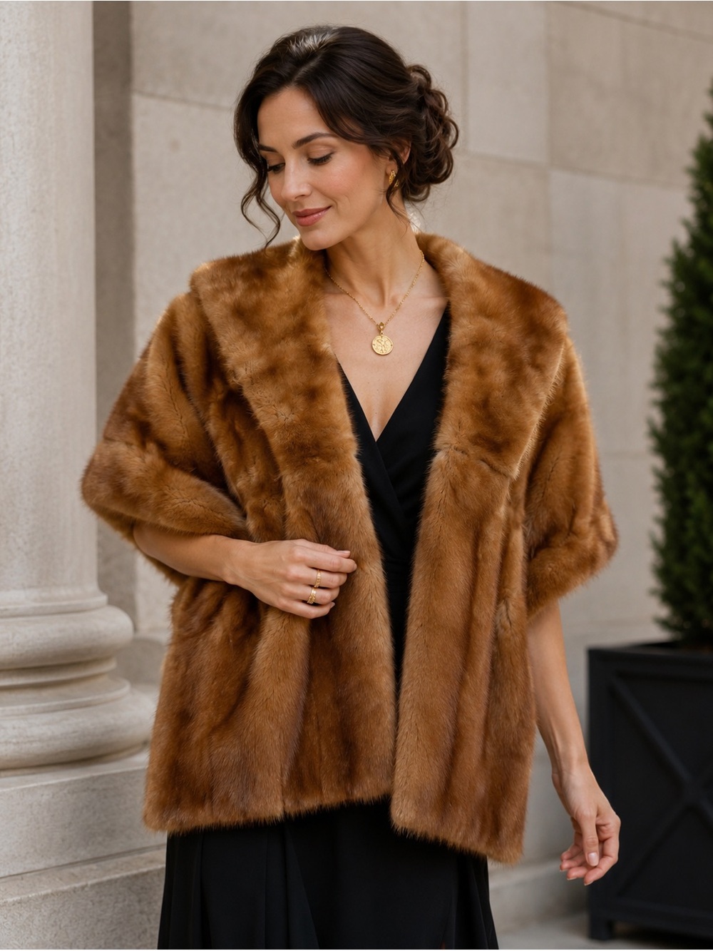 Vintage Mink Fur Stole Capelet: Luxe Glam Real Fur Wrap